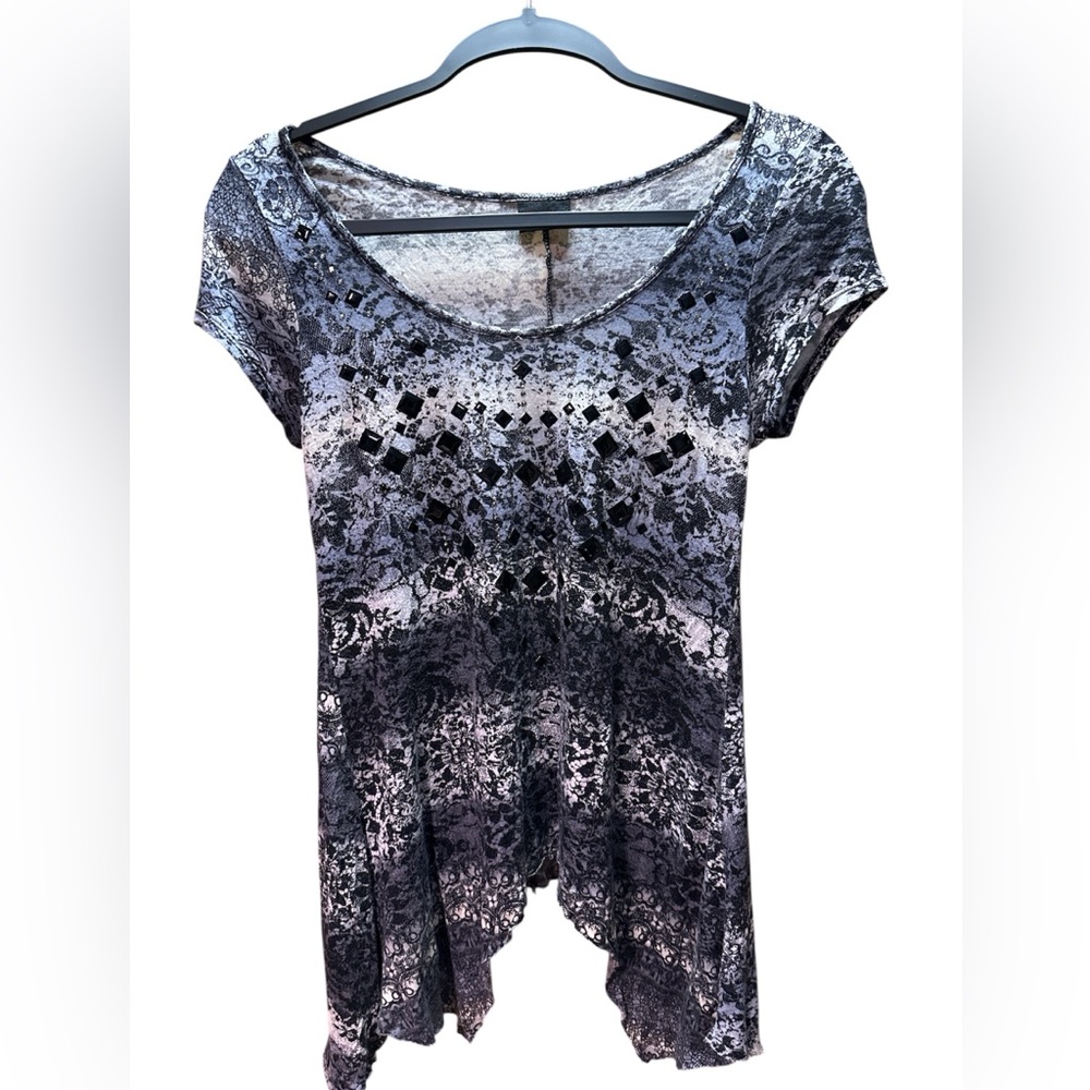 Daytrip Y2K Embellished Handkerchief Top Rock Glam Boho Festival Goth L